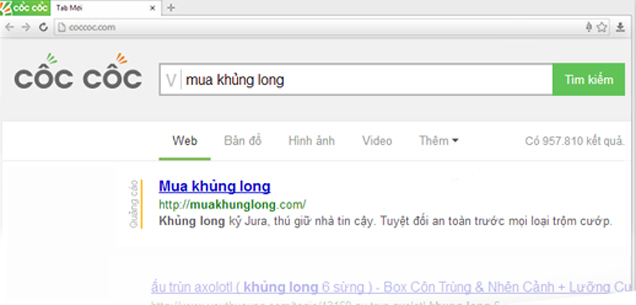 Quảng cáo Coccoc search