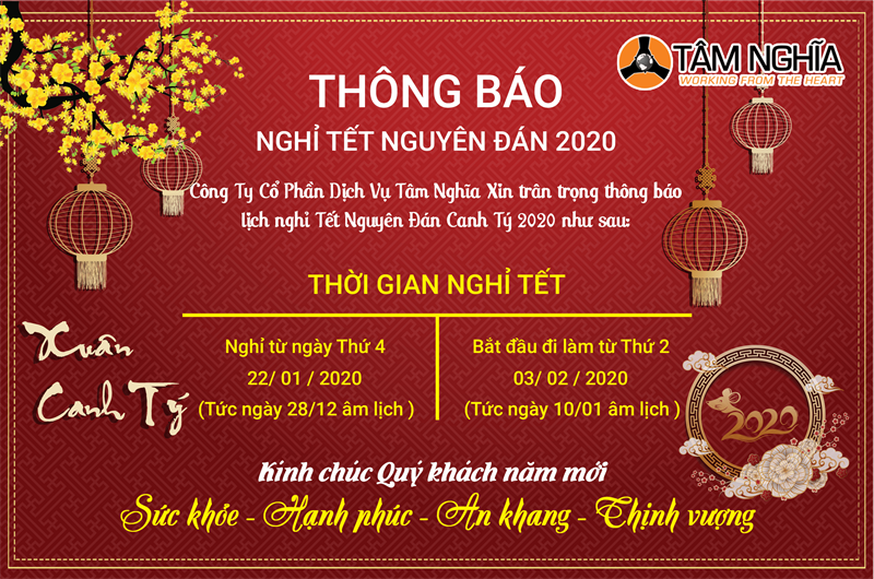 Thông báo nghỉ tết Nguyên Đán 2020